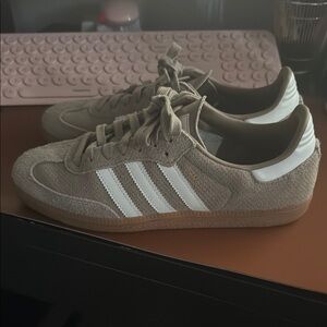 Adidas Suede Sneakers in Taupe and White